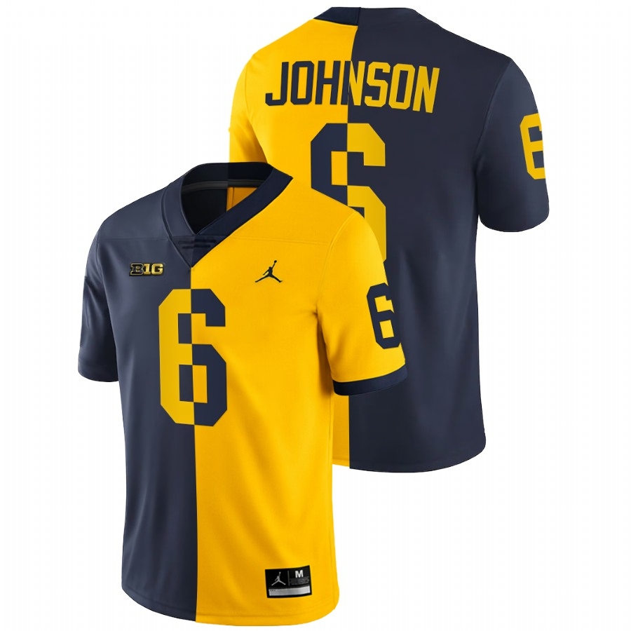 Michigan Wolverines Men's NCAA Cornelius Johnson #6 Navy Maize Split Limited Edition 2021-22 College Football Jersey RMS5649BV